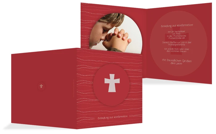 Einladungskarte Konfirmation Wellen Kreuz