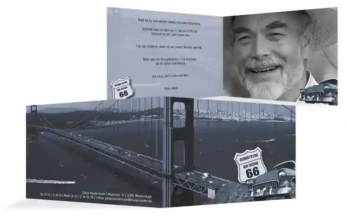 Einladungskarte zum Geburtstag old bridge Foto