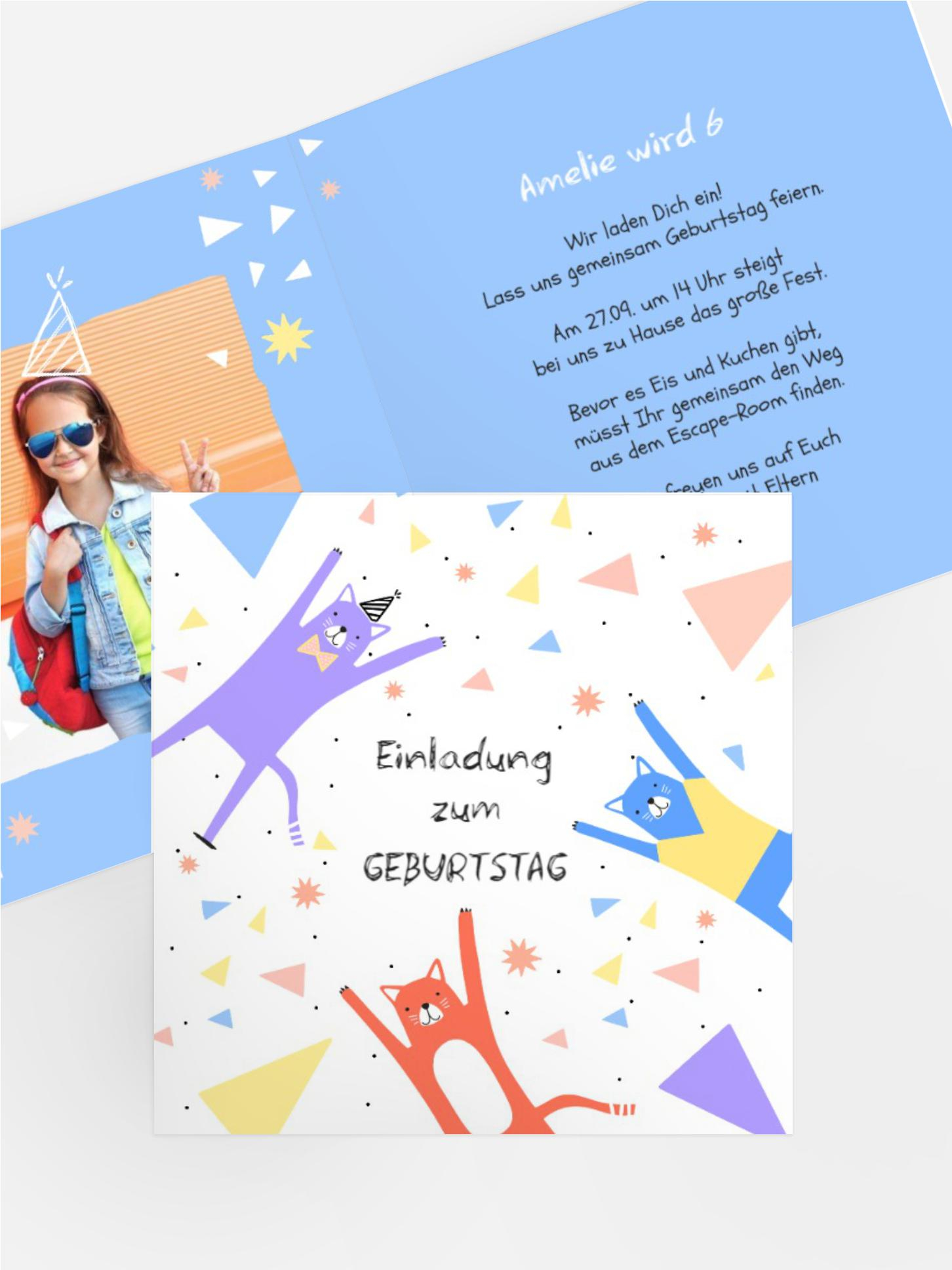 Kindergeburtstagseinladung Verrückte Katzen