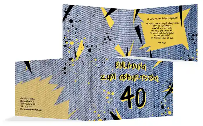 Einladung zum Geburtstag Jeans Style 40