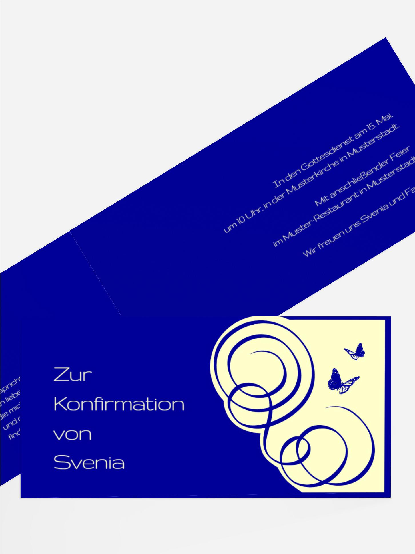 Einladungskarte Konfirmation Butterfly