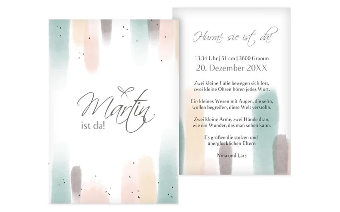 Babykarte Fingerfarben