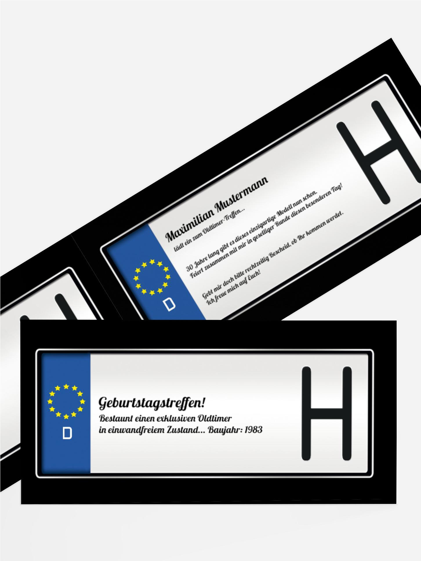 Geburtstagseinladung Historisches Kennzeichen