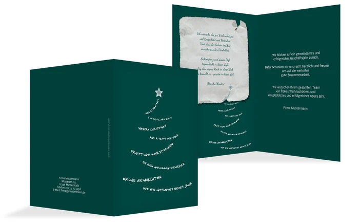 Grußkarte zu Weihnachten Geschäftlich Schriftbaum