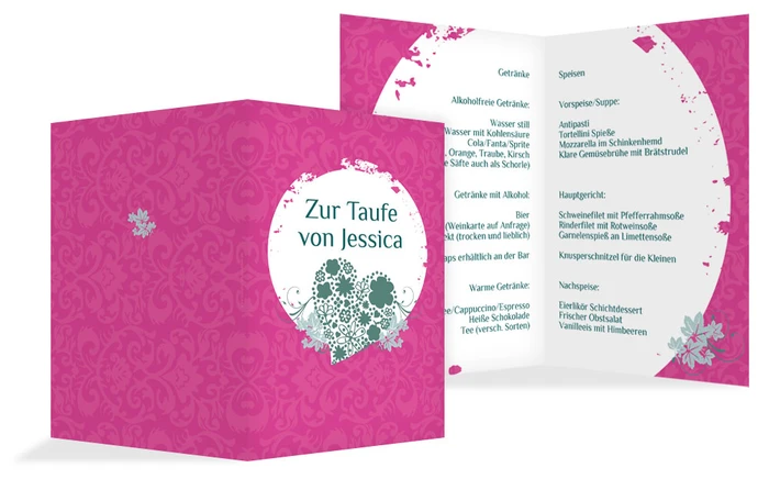 Menükarte Taufe Kreise