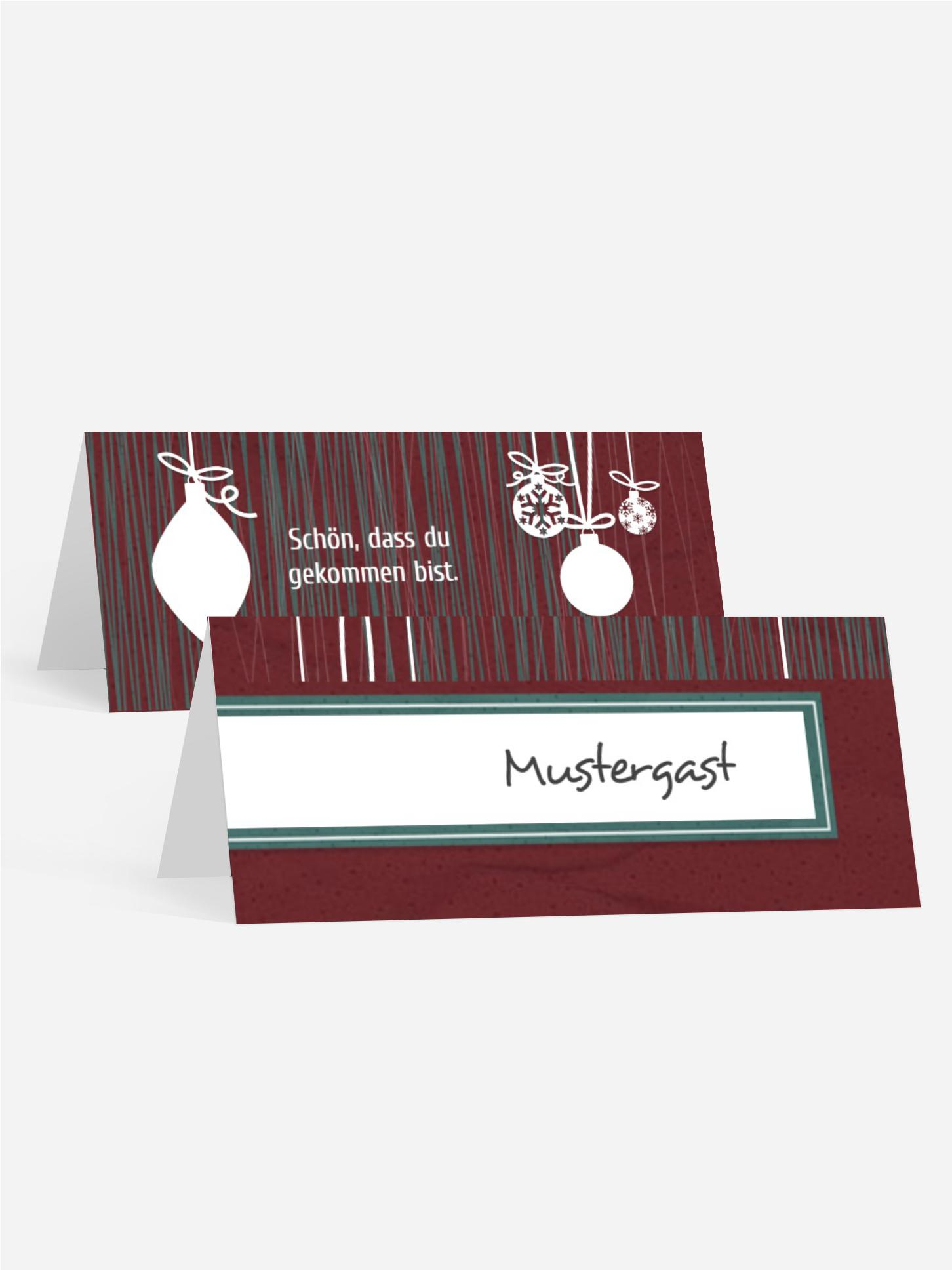 Tischkarte Weihnachten Moderne Kugeln