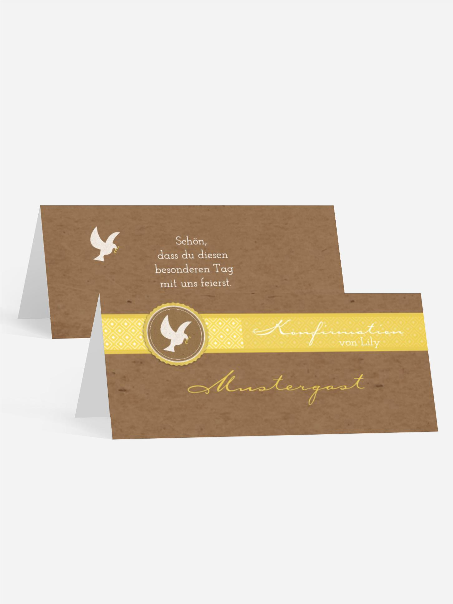 Tischkarte Konfirmation Flügelschlag