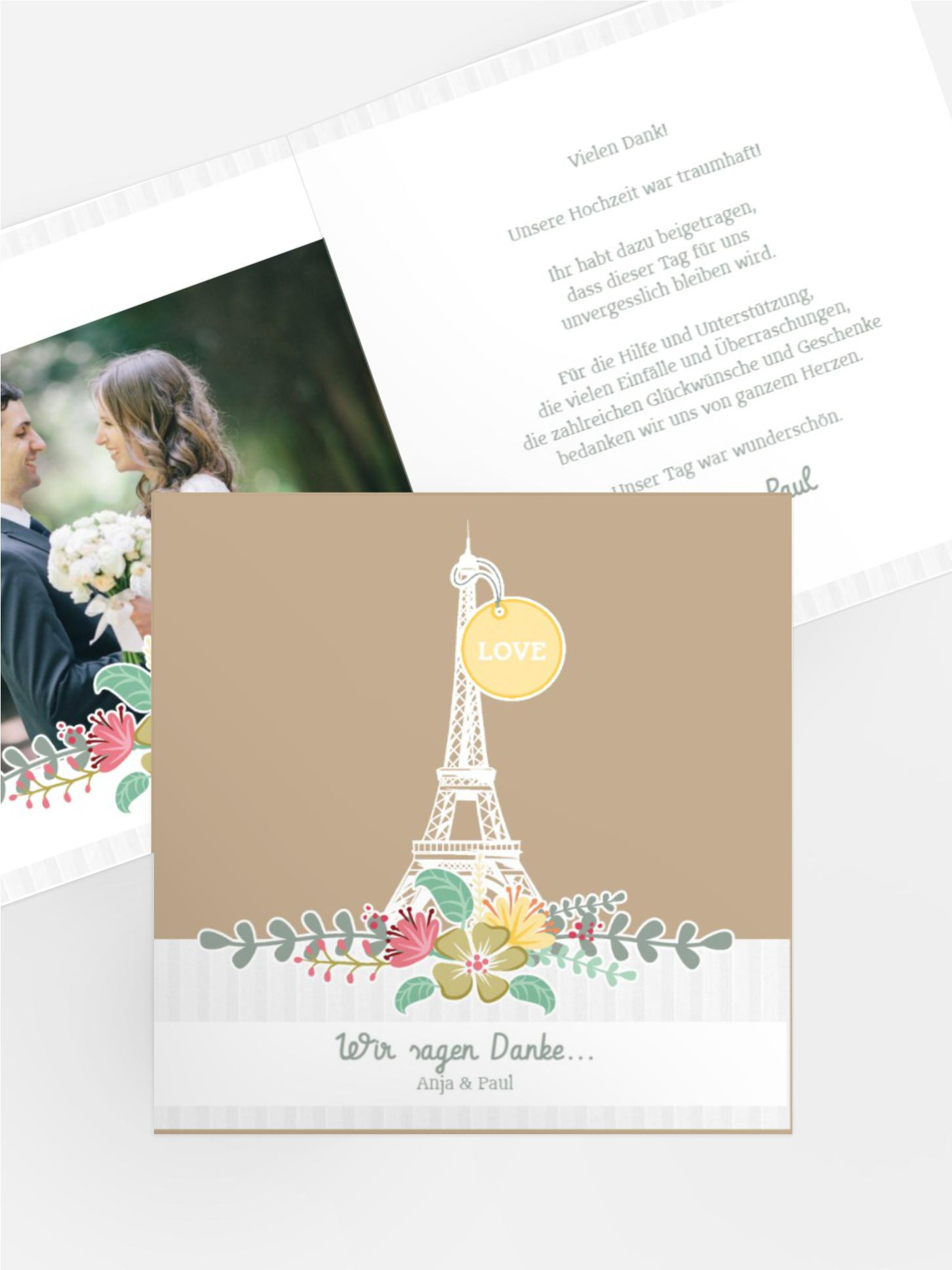 Danksagung zur Hochzeit Paris