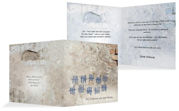 Einladung Striche an der Wand 50 Einladung Striche an der Wand 50