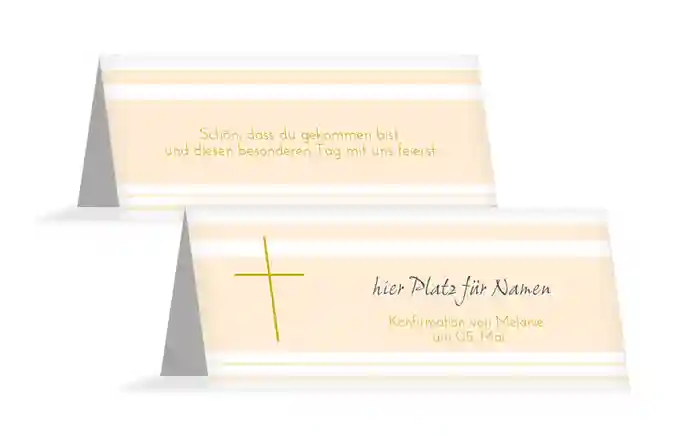Tischkarte Konfirmation Kreuz