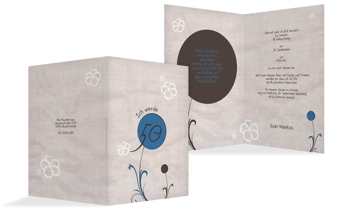 Geburtstagseinladungskarte Fantasyflower 50 Geburtstagseinladungskarte Fantasyflower 50