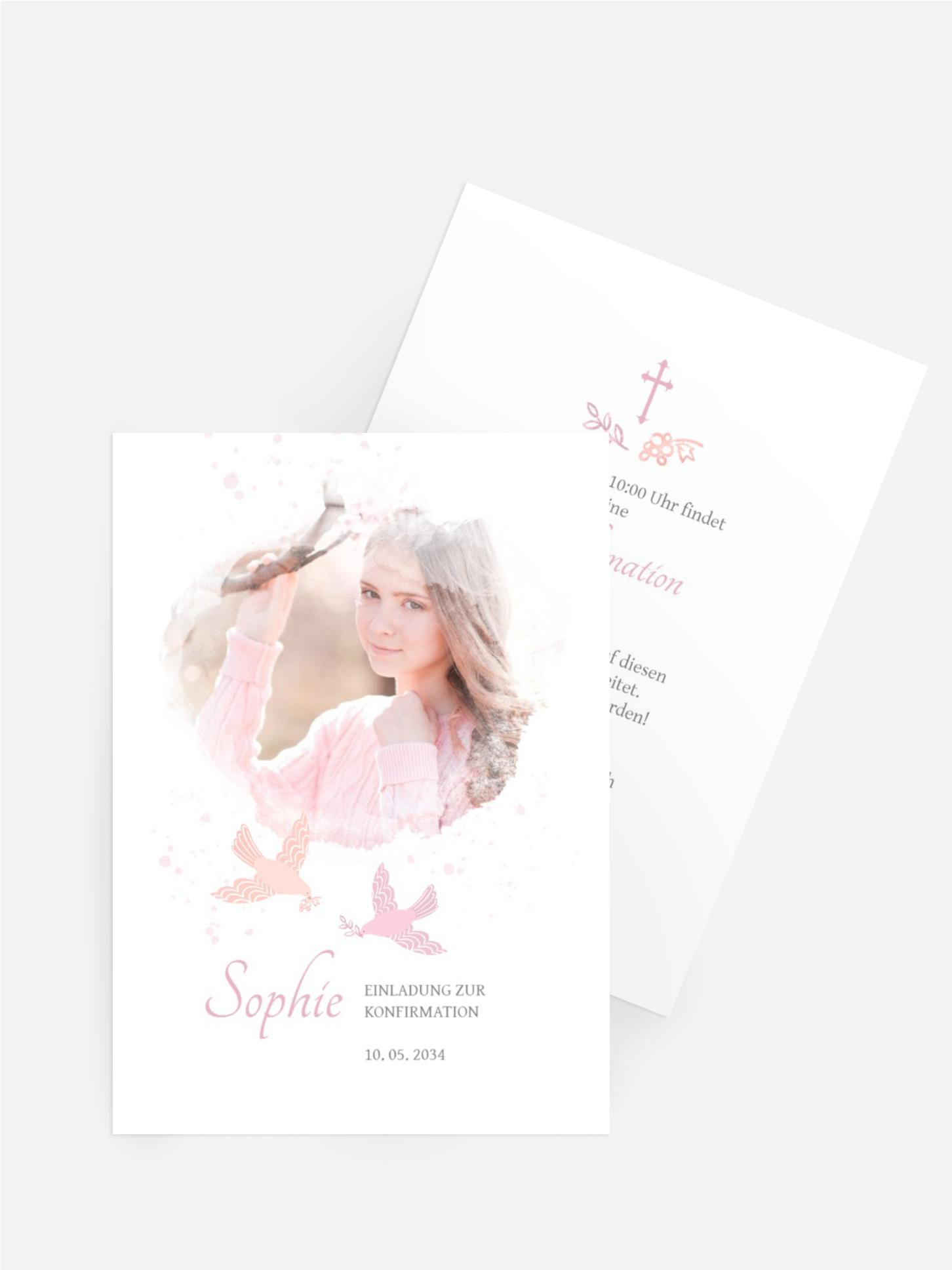 Einladungskarte Konfirmation Vögel im Flug