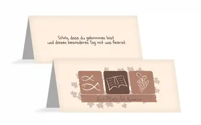 Tischkarte Konfirmation Blatt