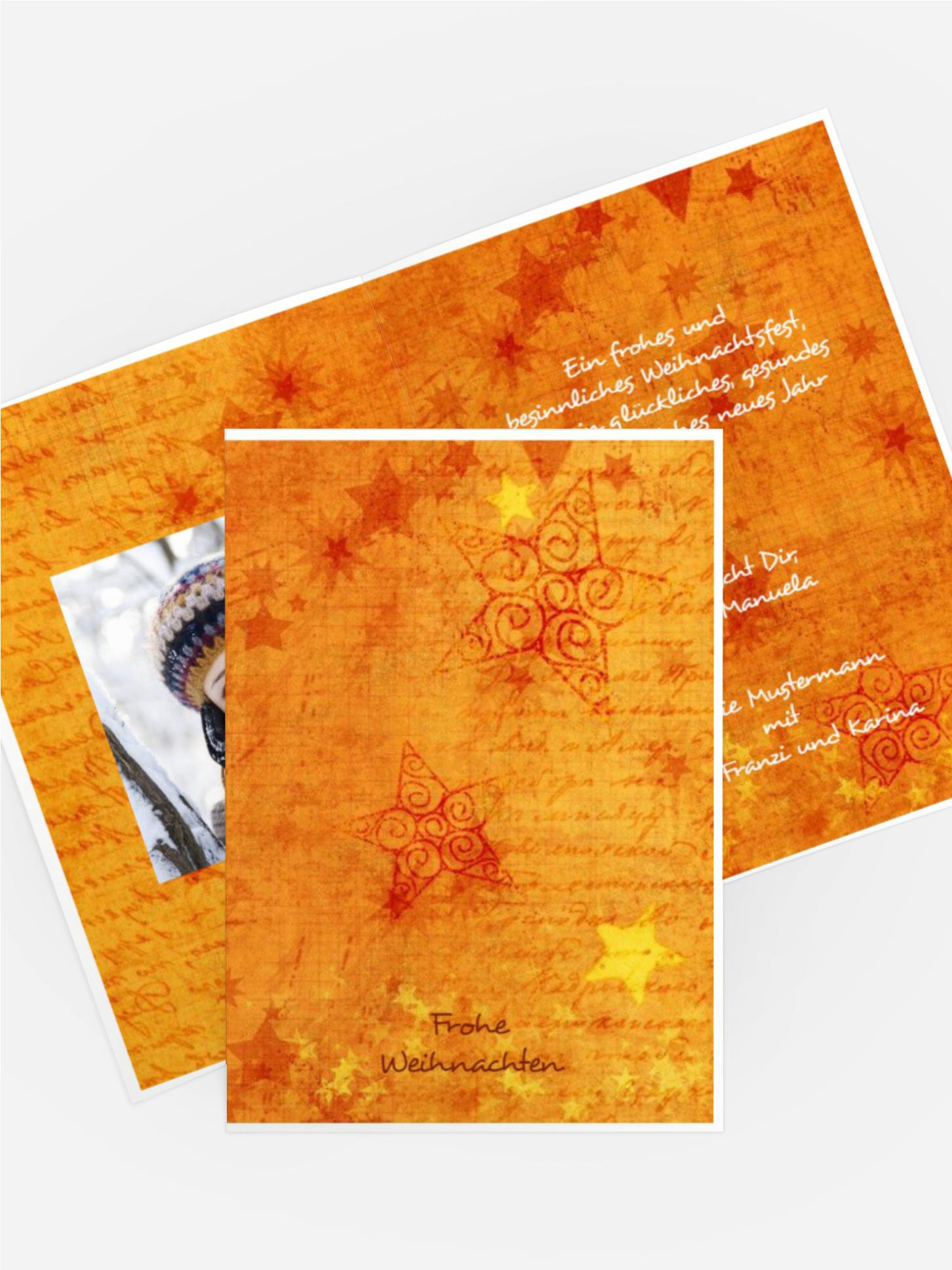 Weihnachts Grußkarte privat Sternengrund