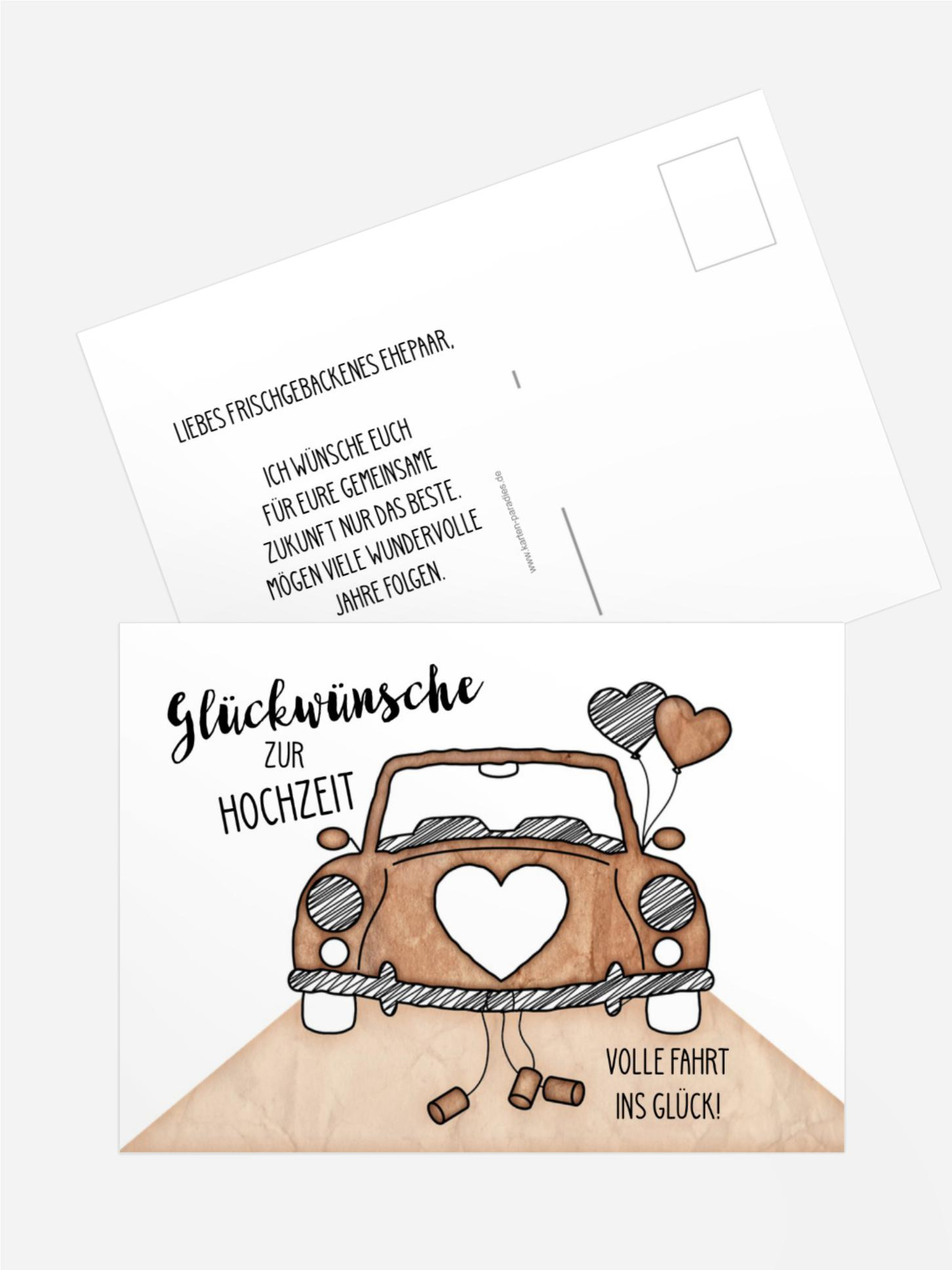 Glückwunschkarte zur Hochzeit Auto