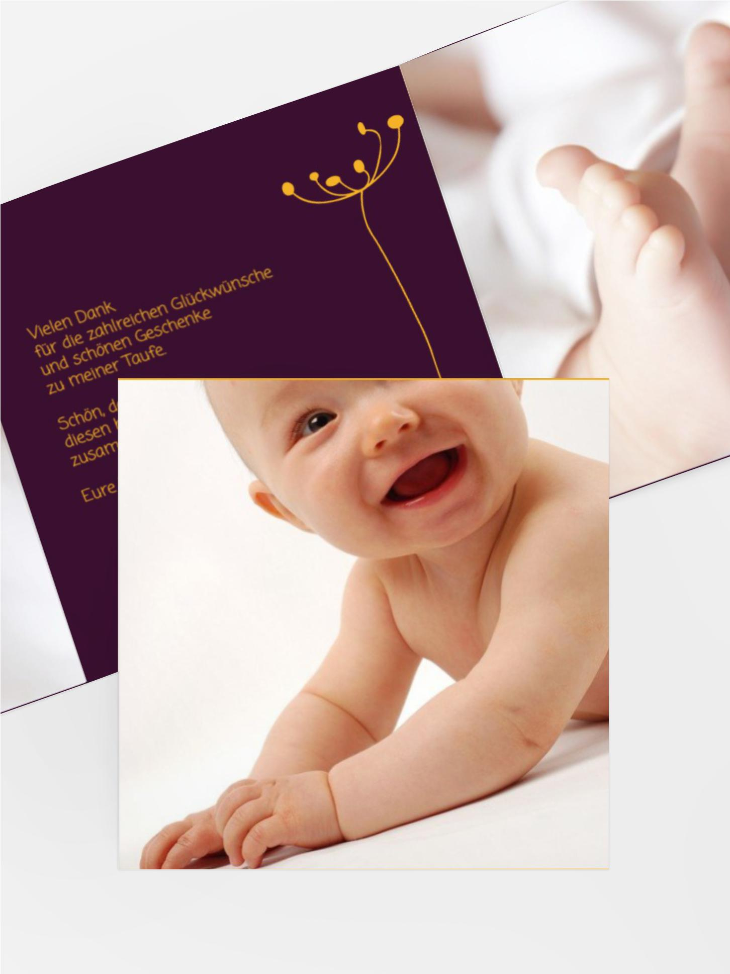 Taufkarte Danke abstrakte Blumen