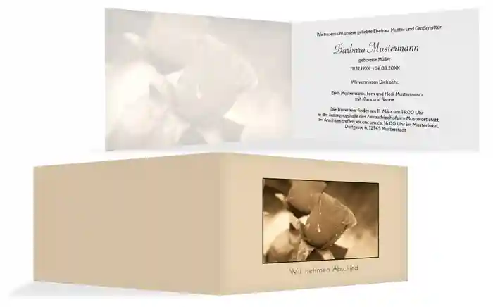 Trauerkarte Rose quer