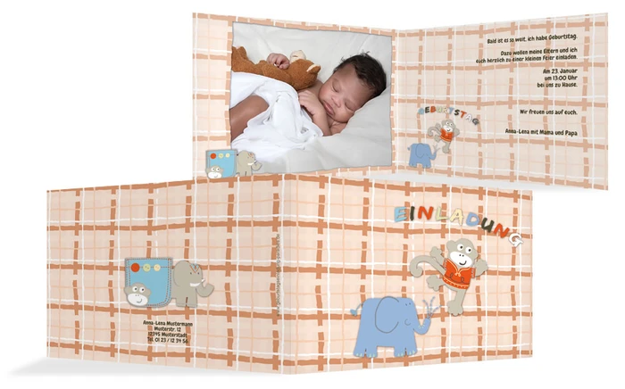 Geburtstagseinladung Elefant Äffchen Foto Geburtstagseinladung Elefant Äffchen Foto