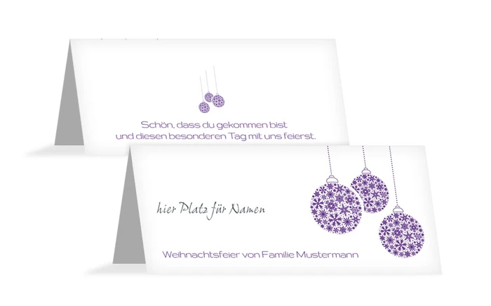 Weihnachtstischkarte Kugeln Weihnachtstischkarte Kugeln