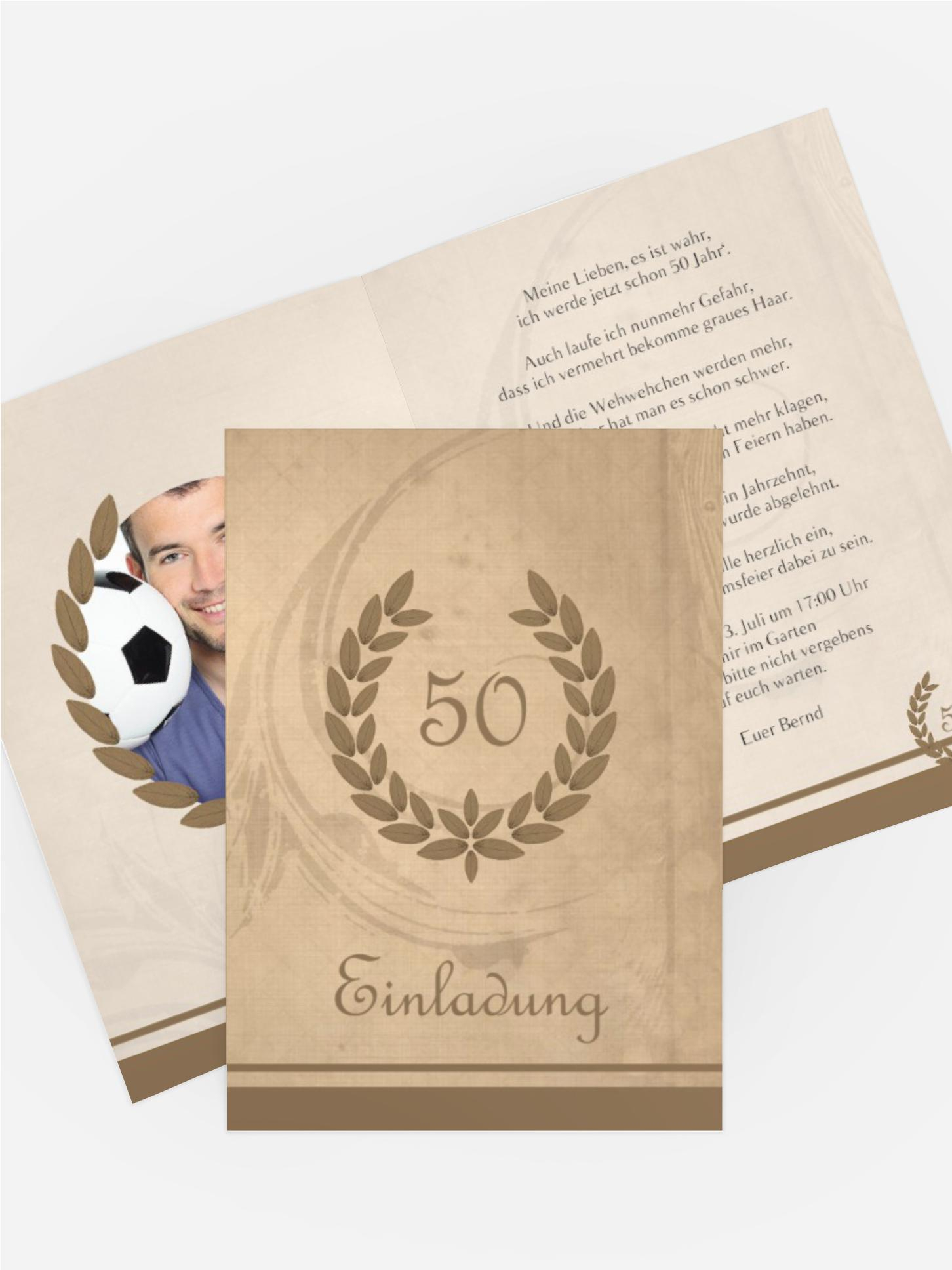Einladungskarte Geburtstag Lorbeerkranz 50 Foto