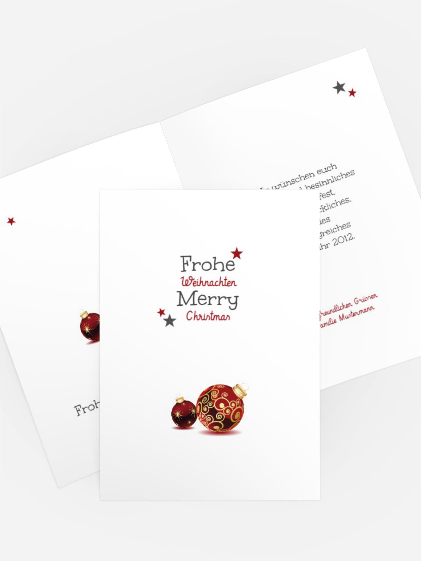 Weihnachts Grußkarte privat Weihnachtskugeln