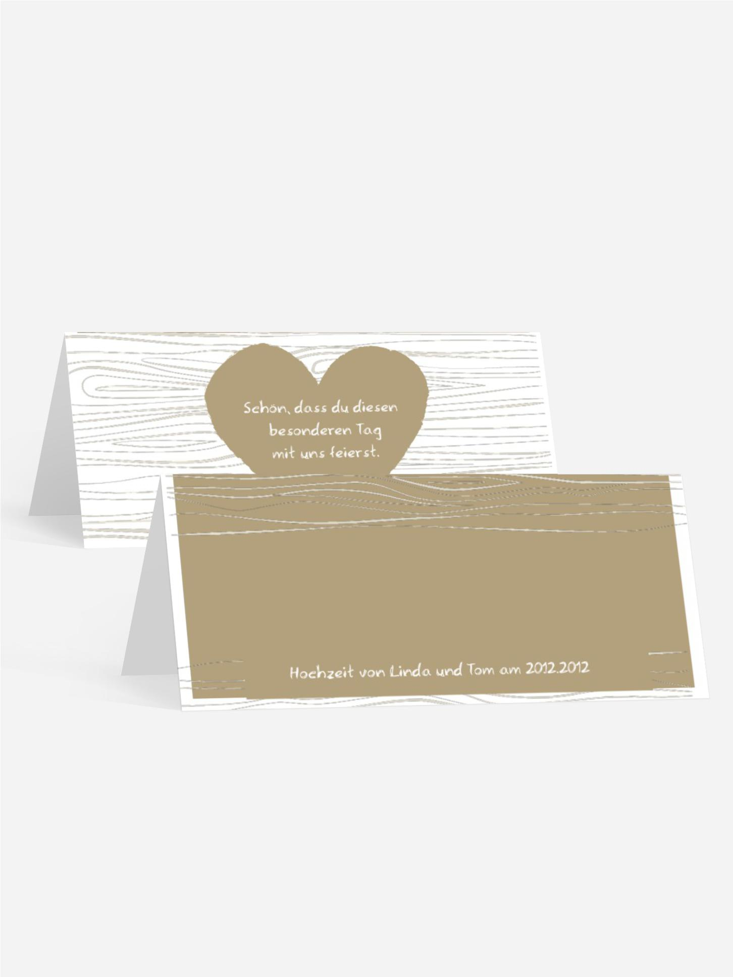 Hochzeits Tischkarte heart bark