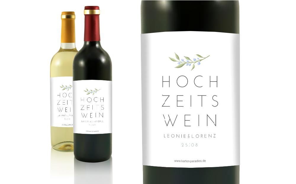 Flaschenetikett Hochzeit schlichte Beeren
