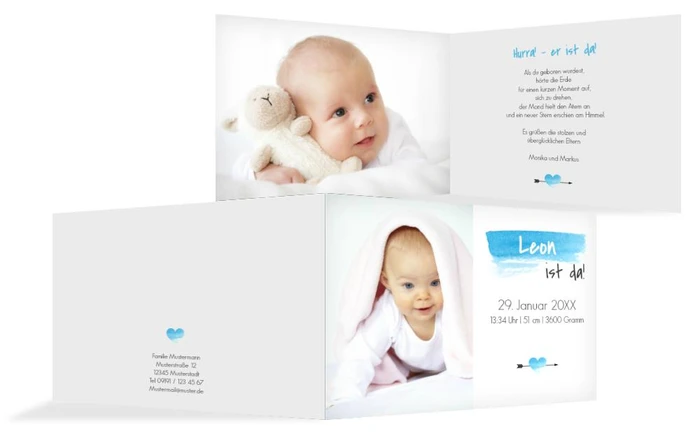 Karte zur Geburt Aquarell