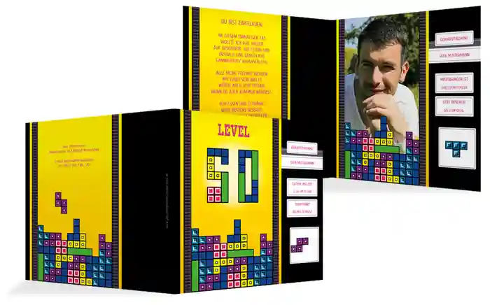 Einladung zum Geburtstag 8bit Game 50 Foto