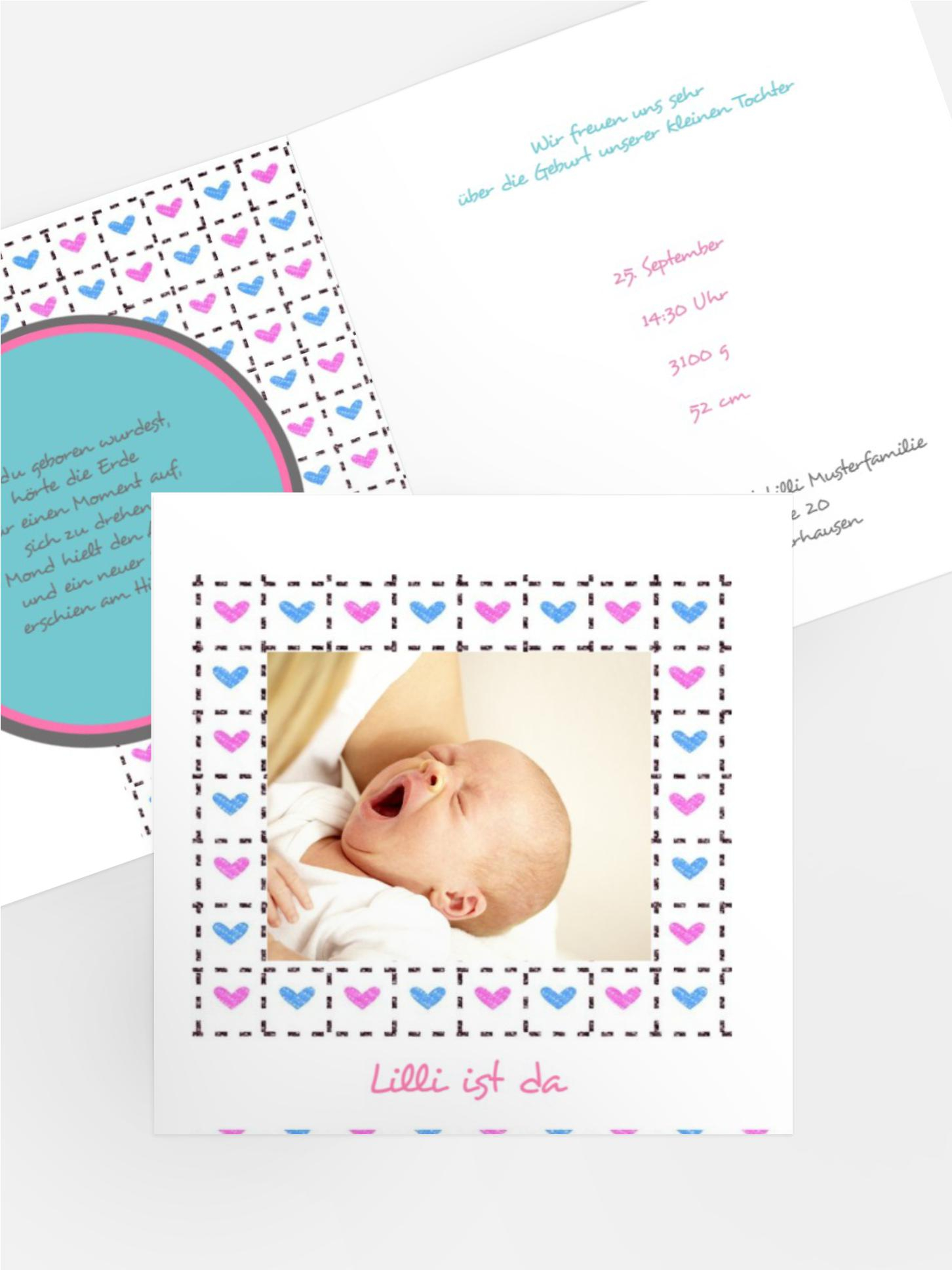 Geburtskarte Herzrahmen Geburtskarte Herzrahmen