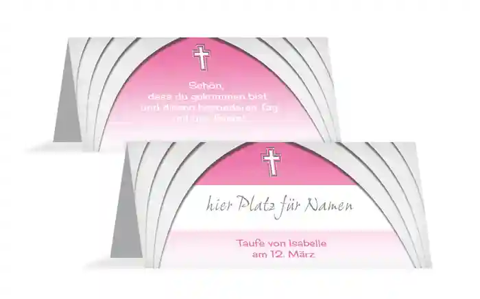 Tischkarte Taufe Gotischer Bogen Tischkarte Taufe Gotischer Bogen