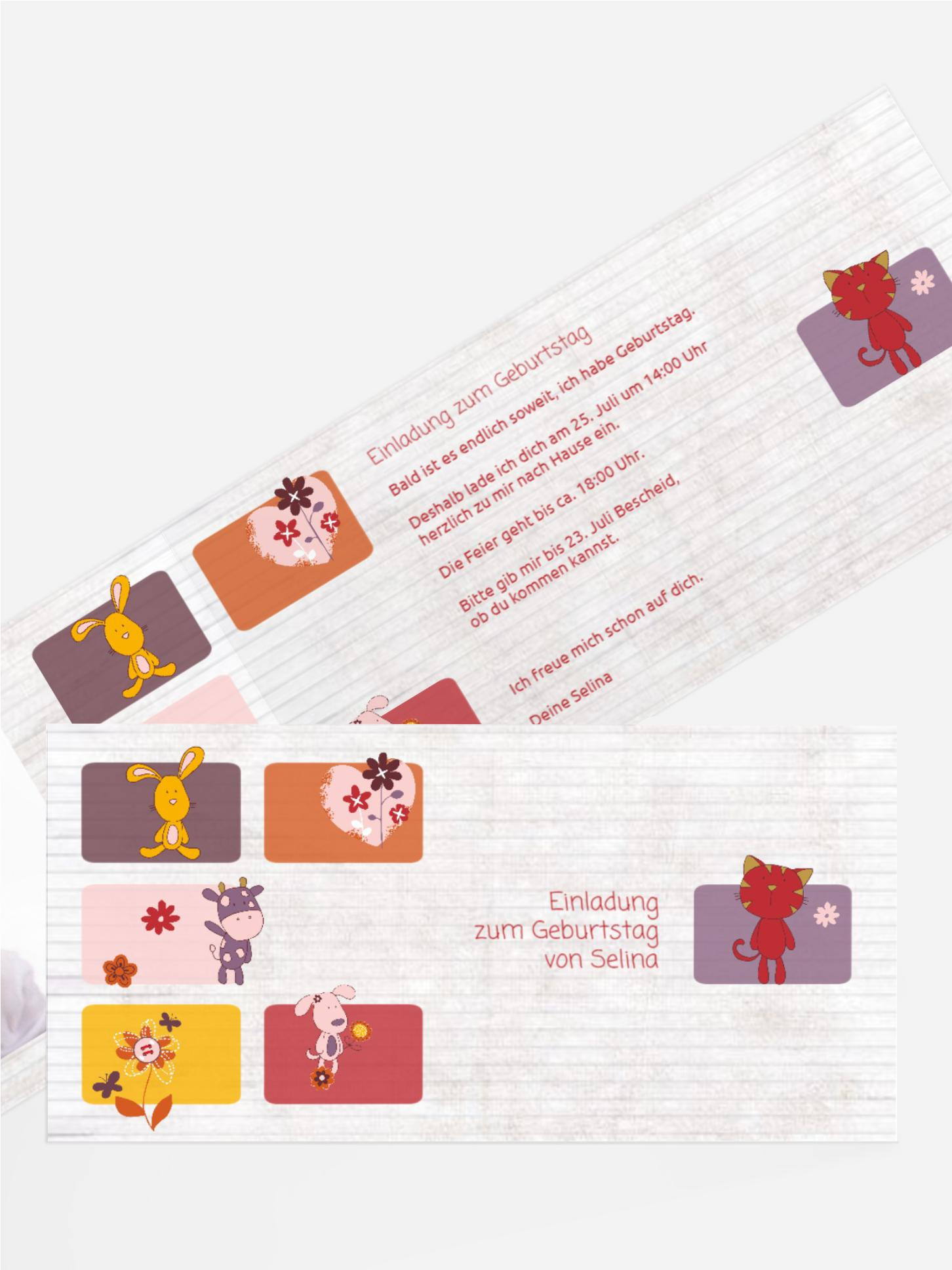 Einladung Kindergeburtstag Tierische Elemente Foto