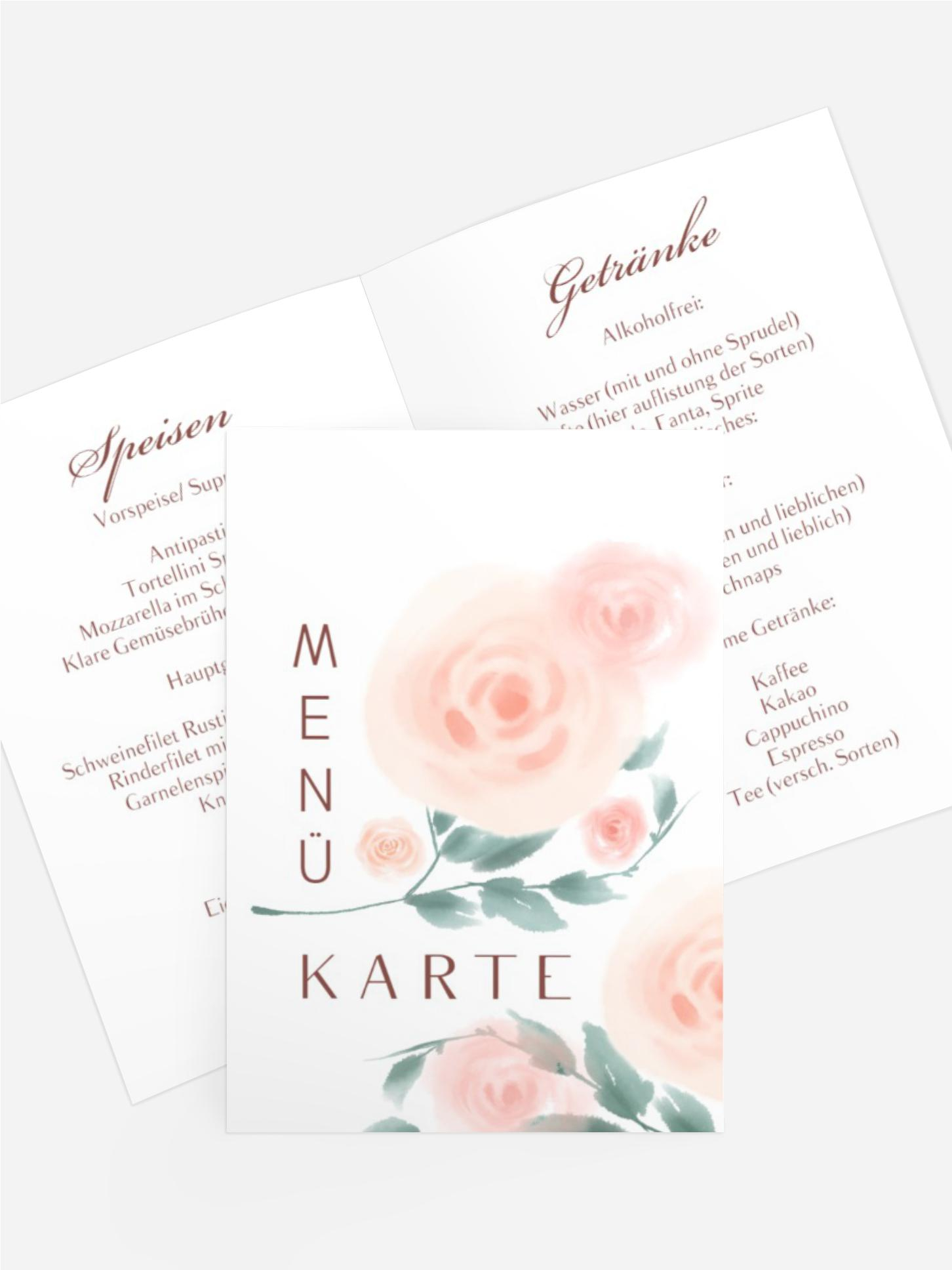 Menükarte Zentrale Rose