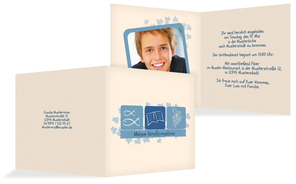 Einladungskarte Konfirmation Blatt