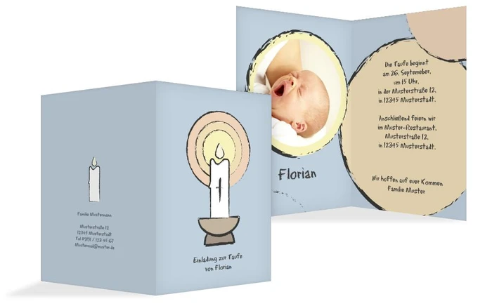 Einladungskarte Taufe Kerzenschein