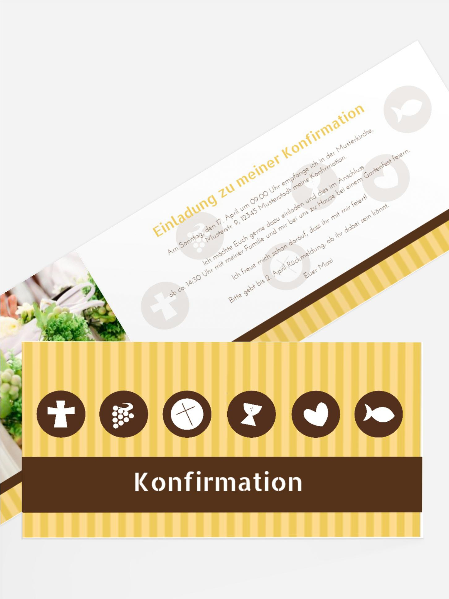 Konfirmation Einladung stripes buttons