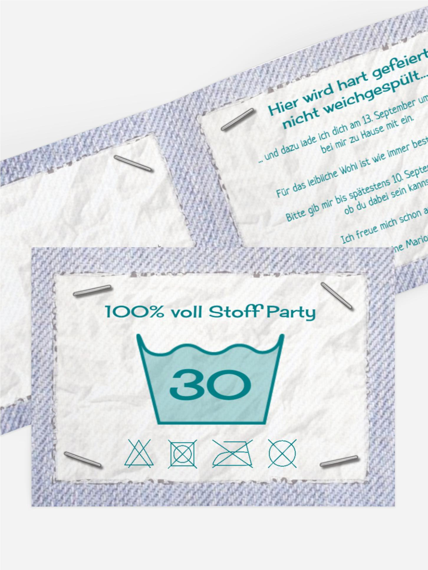 Einladung zum Geburtstag Waschzettel 30