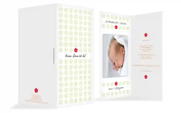 Karte zur Geburt Blumentapete