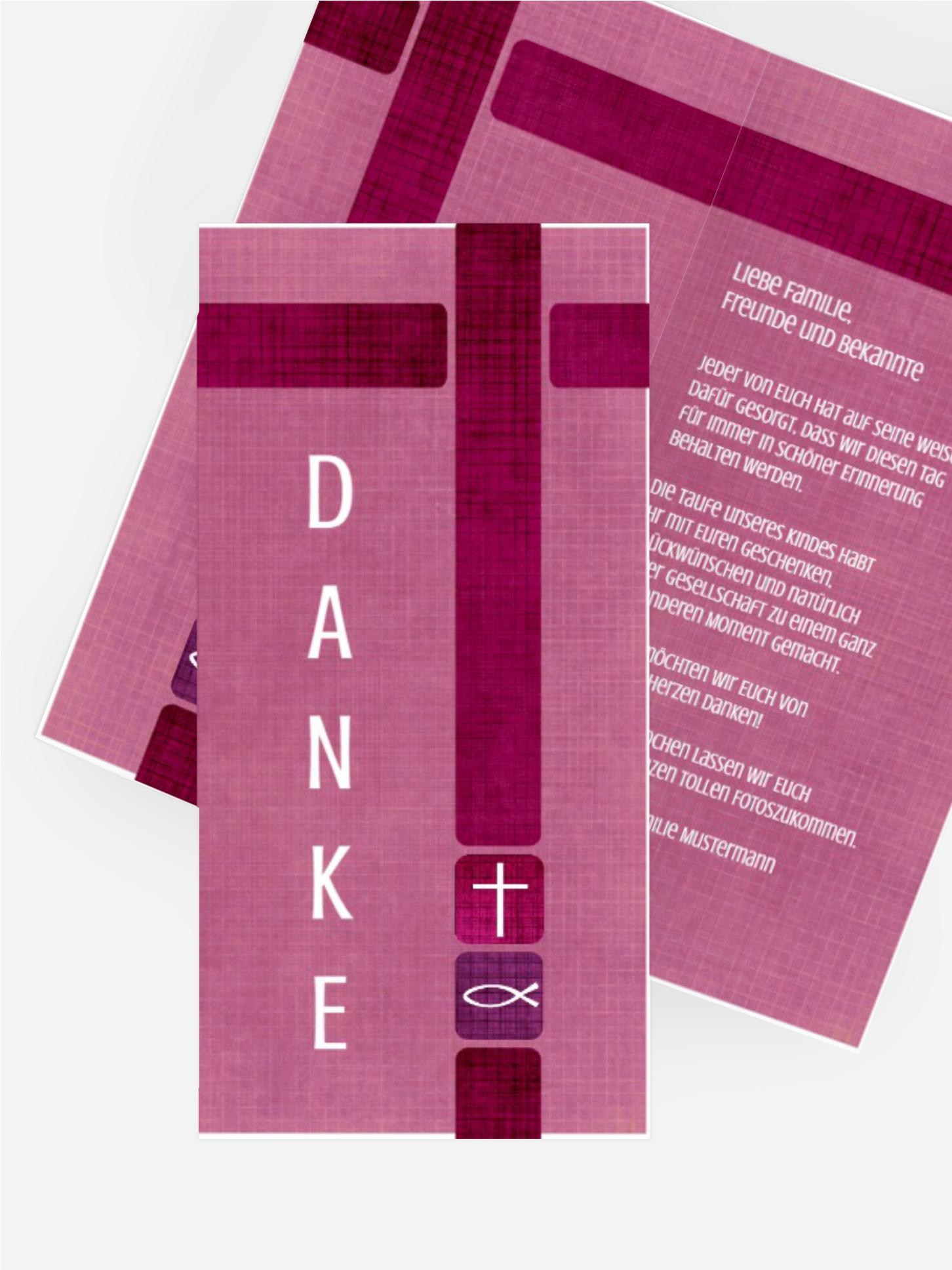 Taufe Dankeskarte Glaube und Geborgenheit