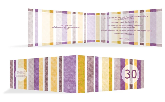 Geburtstagseinladung Gestreift 30 Geburtstagseinladung Gestreift 30