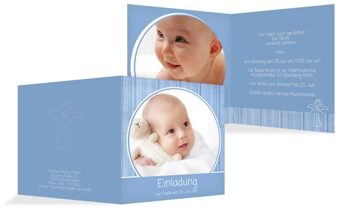 Einladungskarte Taufe Streifentapete