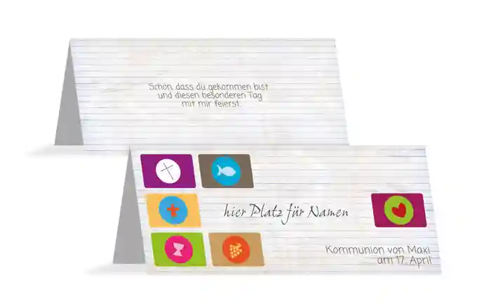 Tischkarte Kommunion buttons