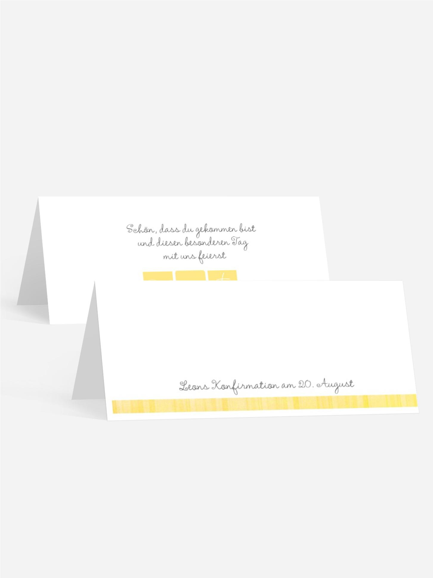 Tischkarte Konfirmation White