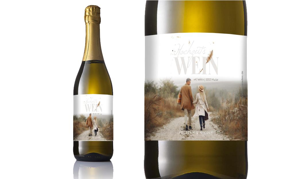 Flaschenetikett Hochzeit Zugefächert