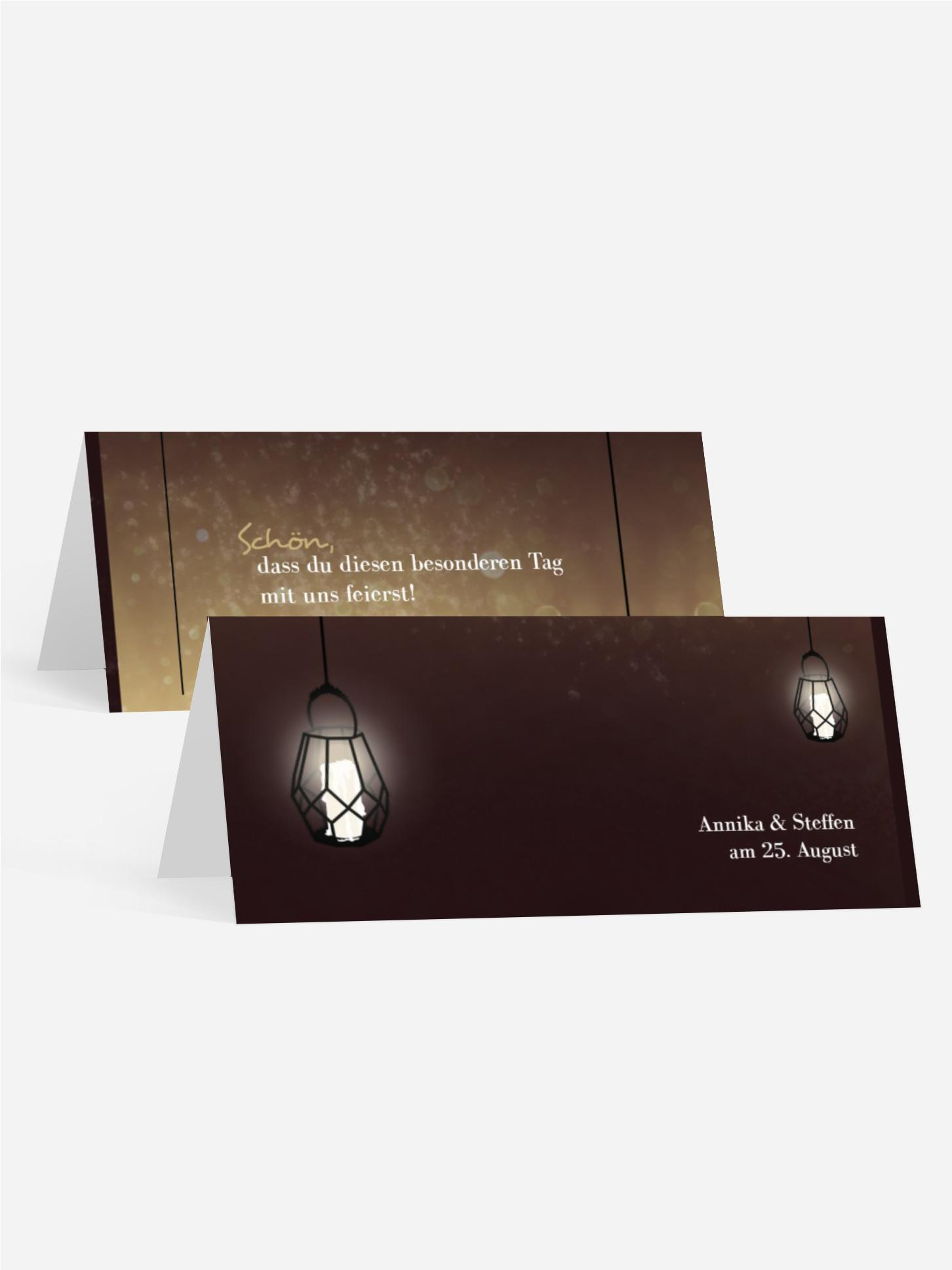 Tischkarte zur Hochzeit Vintage Laterne