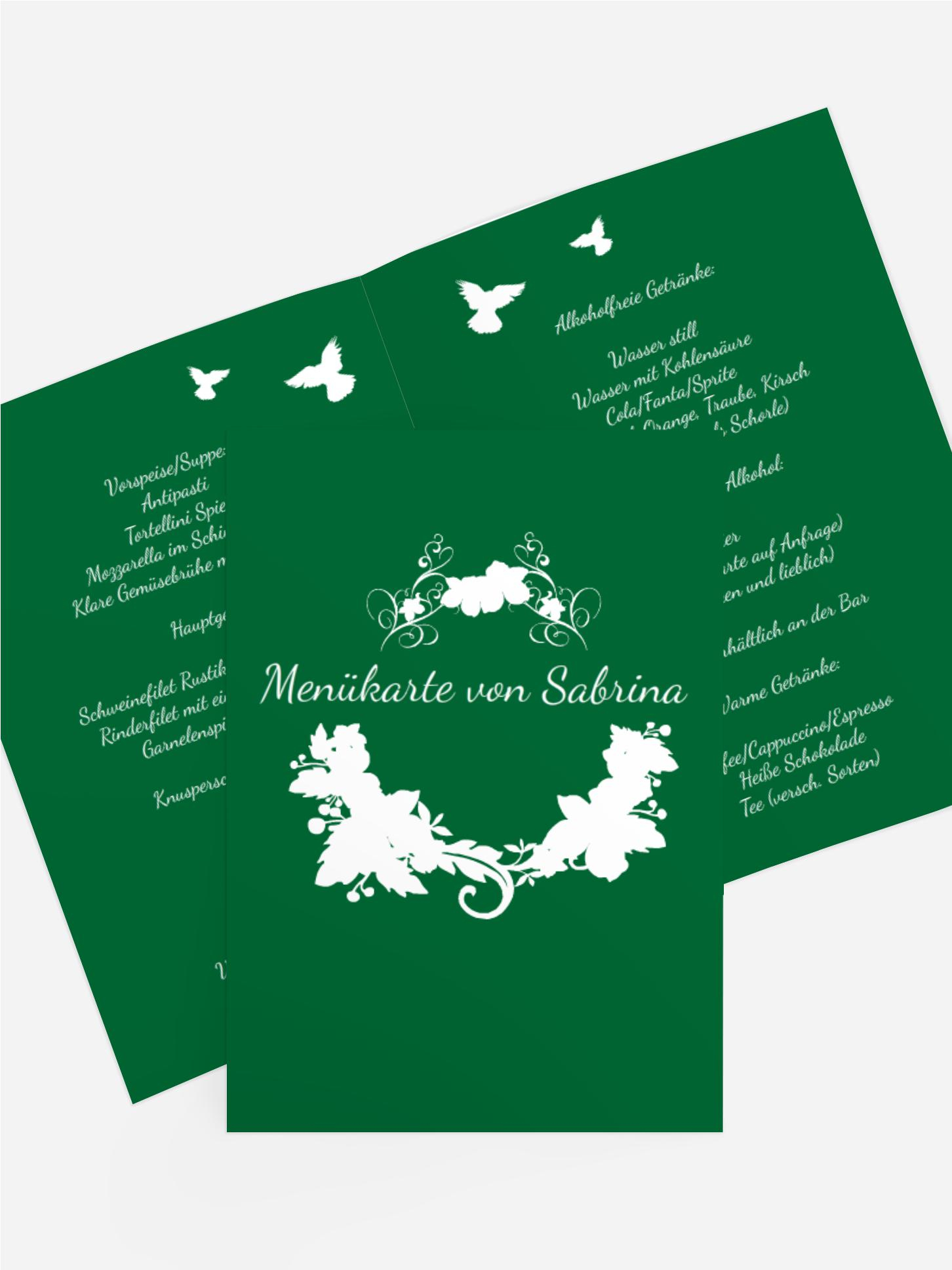 Menükarte Konfirmation Vogel