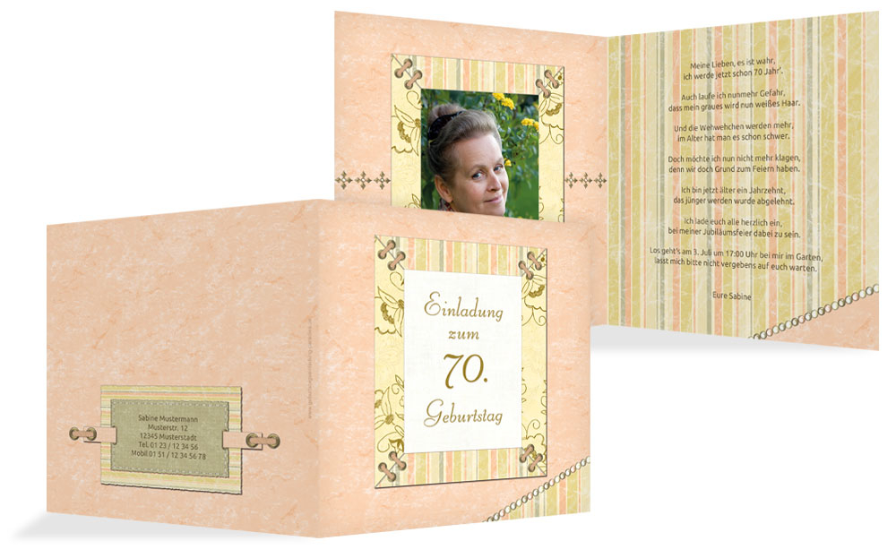 Geburtstagseinladungskarte Nostalgie 70 Foto Geburtstagseinladungskarte Nostalgie 70 Foto