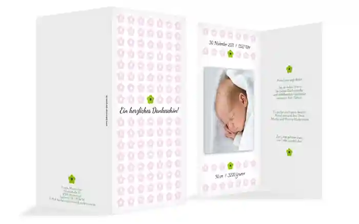 Dankeskarte zur Geburt Blumentapete