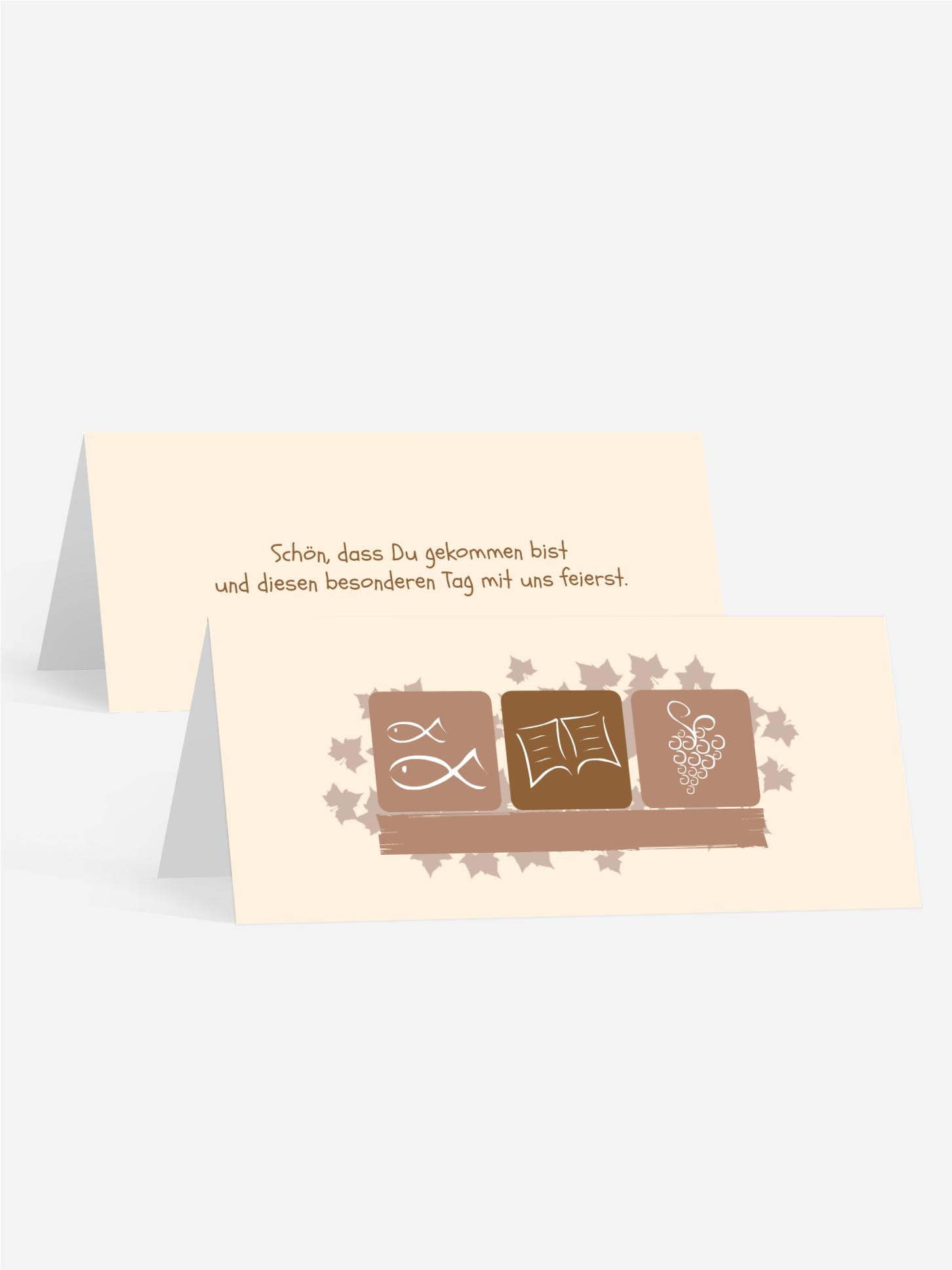 Tischkarte Konfirmation Blatt