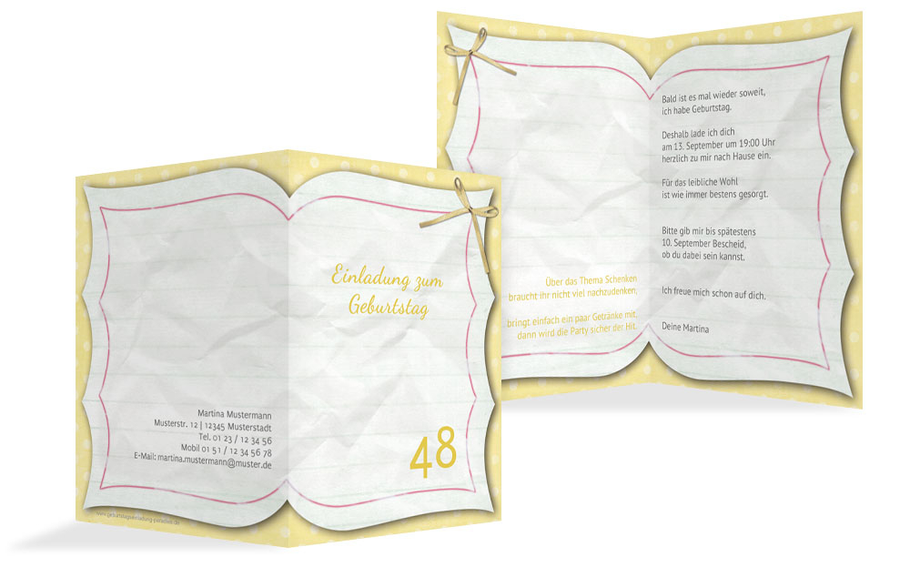 Einladungskarte zum Geburtstag Gedichtebuch